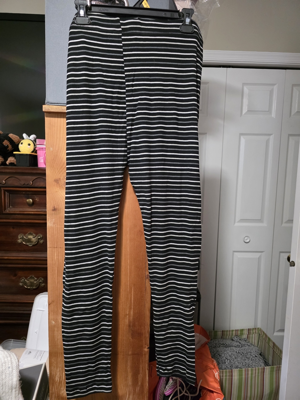 Lane Bryant Black & White Striped Leggings